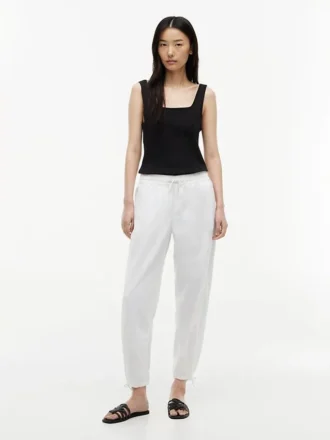 Pantaloni elasticizzati in misto lino e cotone