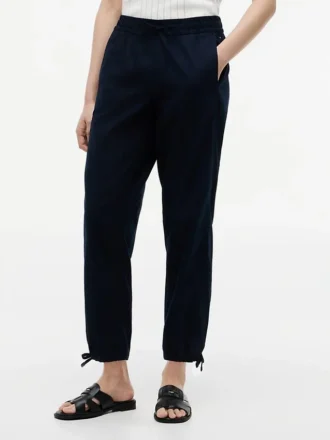 Pantaloni elasticizzati in misto lino e cotone