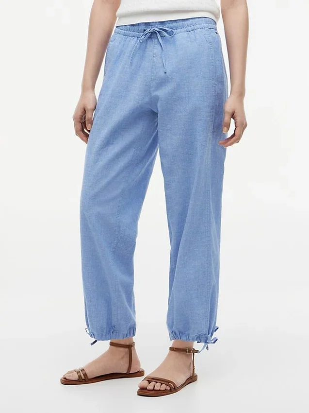 Pantaloni elasticizzati in misto lino e cotone Pantaloni elasticizzati in misto lino e cotone