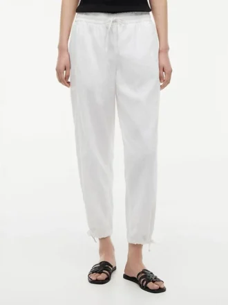 Pantaloni elasticizzati in misto lino e cotone