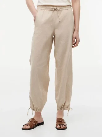 Pantaloni elasticizzati in misto lino e cotone