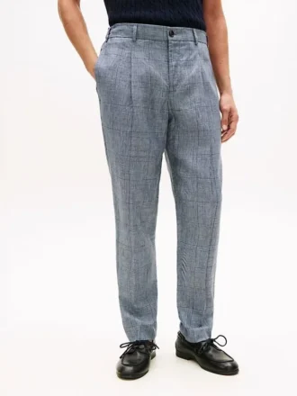 Pantaloni in lino Glen Plaid New York Label Pantaloni in lino Glen Plaid New York Label