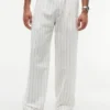 Pantaloni in misto cotone-lino a righe con cintura Pantaloni in misto cotone-lino a righe con cintura