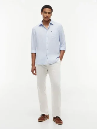 Pantaloni senza chiusura in misto cotone e lino Pantaloni senza chiusura in misto cotone e lino