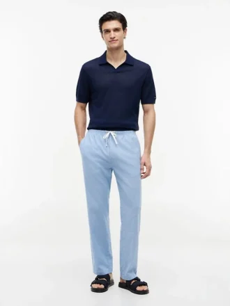 Pantaloni senza chiusura in misto cotone e lino Pantaloni senza chiusura in misto cotone e lino