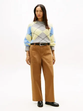 Pantaloni utility a gamba larga elasticizzati