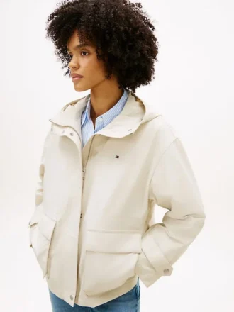 Parka corta con cappuccio idrorepellente
