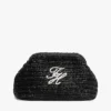 Pochette in rafia con monogramma in script Pochette in rafia con monogramma in script