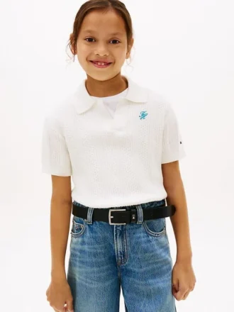Polo a maglia traforata per bambina