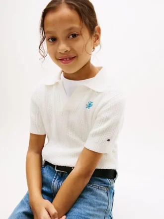 Polo a maglia traforata per bambina