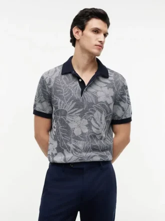 Polo a maniche corte con stampa tropicale