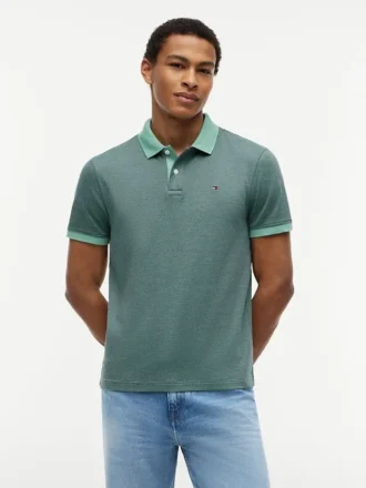 Polo a righe in interlock dalla vestibilità regolare