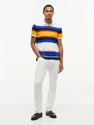 Polo a righe in piqué con vestibilità regolare
