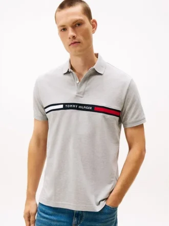 Polo a righe ricamate con vestibilità regolare