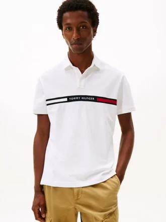 Polo a righe ricamate con vestibilità regolare