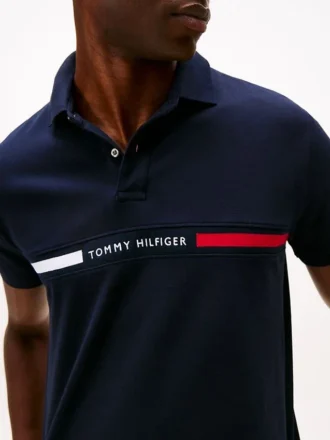 Polo a righe ricamate con vestibilità regolare