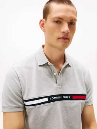 Polo a righe ricamate con vestibilità regolare