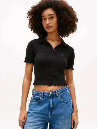Polo con bordi a foglia di lattuga Tommy Jeans
