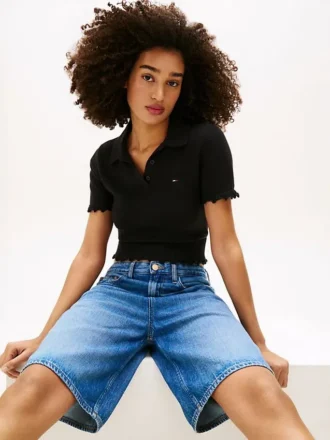 Polo con bordi a foglia di lattuga Tommy Jeans