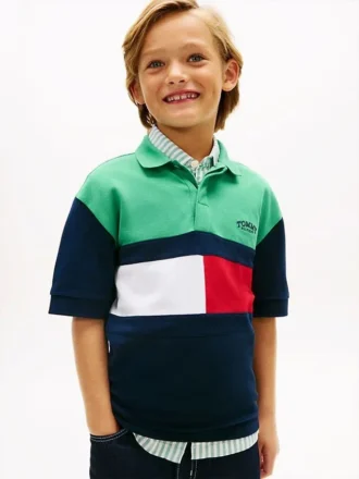 Polo da rugby a blocchi di colore per bambini