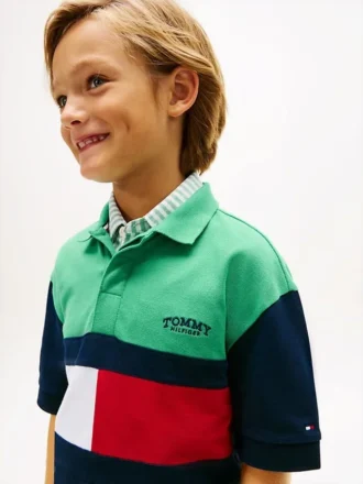Polo da rugby a blocchi di colore per bambini