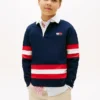 Polo da rugby a righe con logo per bambini Polo da rugby a righe con logo per bambini