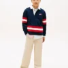 Polo da rugby a righe con logo per bambini Polo da rugby a righe con logo per bambini