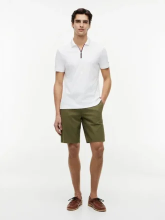 Polo da uomo in cotone liscio con vestibilità regolare e zip