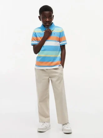 Polo elasticizzata a righe multicolori per bambini