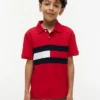 Polo elasticizzata con bandiera a blocchi di colore per bambini