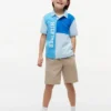 Polo elasticizzata con logo a blocchi di colore per bambini Polo elasticizzata con logo a blocchi di colore per bambini