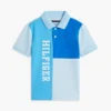 Polo elasticizzata con logo a blocchi di colore per bambini Polo elasticizzata con logo a blocchi di colore per bambini
