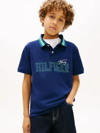 Polo elasticizzata con logo Hilfiger per bambini
