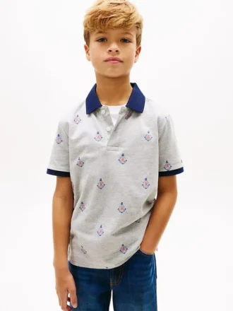 Polo elasticizzata con logo nautico su tutta la superficie per bambini Polo elasticizzata con logo nautico su tutta la superficie per bambini