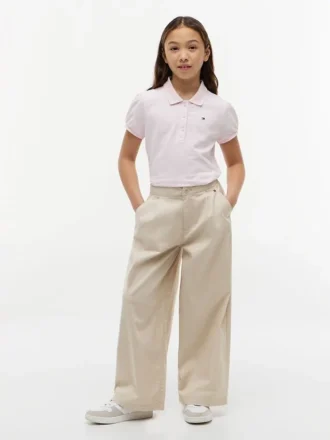 Polo elasticizzata con maniche a sbuffo per bambini