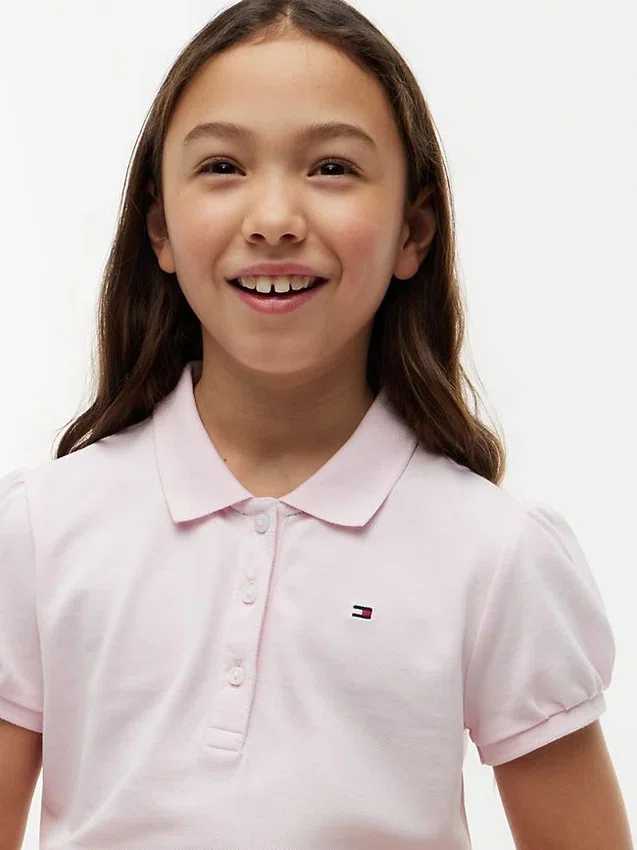 Polo elasticizzata con maniche a sbuffo per bambini Polo elasticizzata con maniche a sbuffo per bambini