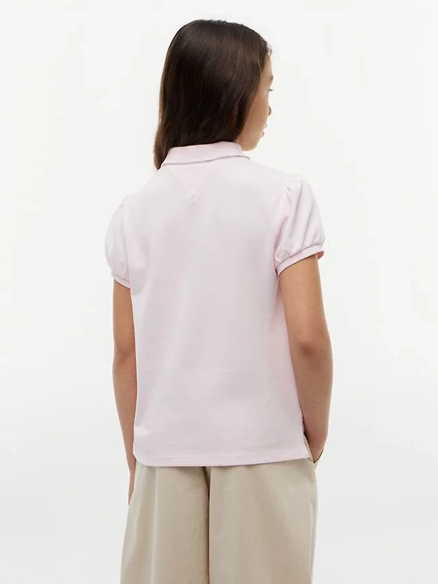 Polo elasticizzata con maniche a sbuffo per bambini Polo elasticizzata con maniche a sbuffo per bambini