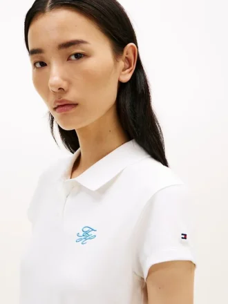 Polo elasticizzata con monogramma in stile script e vestibilità slim