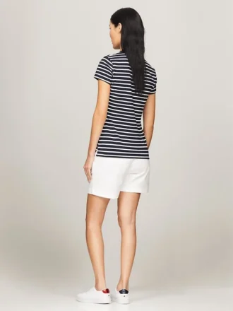 Polo in cotone elasticizzato a righe, vestibilità slim