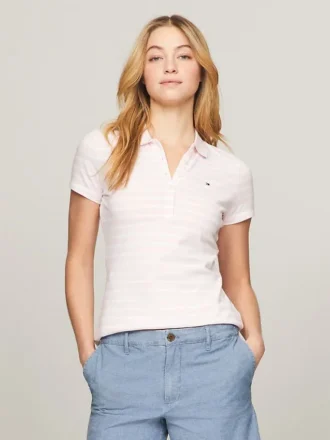 Polo in cotone elasticizzato a righe, vestibilità slim Polo in cotone elasticizzato a righe, vestibilità slim