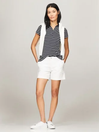 Polo in cotone elasticizzato a righe, vestibilità slim
