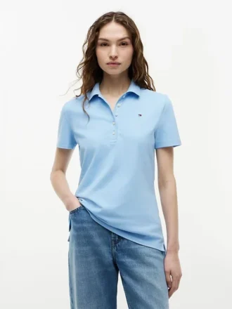 Polo in cotone elasticizzato, vestibilità slim