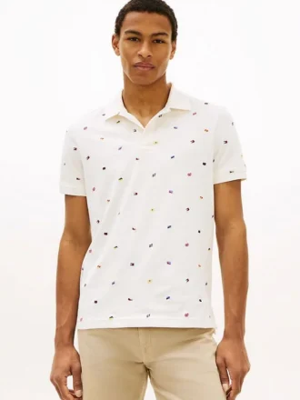 Polo in piqué con bandiera su tutto il capo, vestibilità regolare Polo in piqué con bandiera su tutto il capo, vestibilità regolare