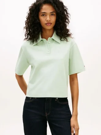 Polo in piqué con monogramma script dalla vestibilità comoda