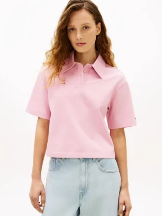 Polo in piqué con monogramma script dalla vestibilità comoda