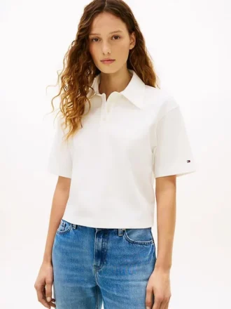 Polo in piqué con monogramma script dalla vestibilità comoda