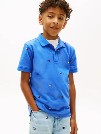 Polo per bambini con stampa bandiera su tutta la superficie