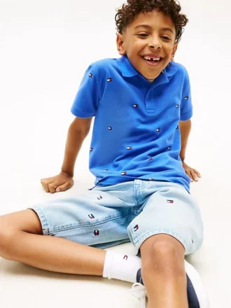 Polo per bambini con stampa bandiera su tutta la superficie
