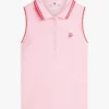 Polo senza maniche con monogramma in stile script, vestibilità slim Polo senza maniche con monogramma in stile script, vestibilità slim