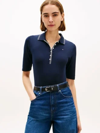 Polo slim fit a maniche corte con bordi